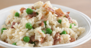 pea and parma ham risotto